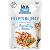 Brit Care Fillets in Jelly Tender Turkey and Shrimps влажный корм для кошек 85 г - с индейкой и креветками (8595602540570) 