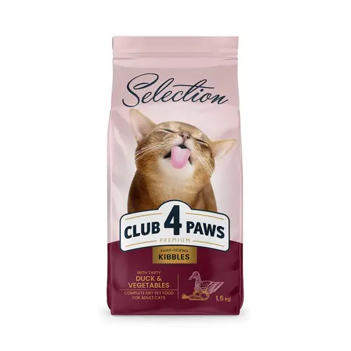 Club 4 Paws Premium Selection KIBBLES СУХИЙ КОРМ Premium коти (з качкою та овочами) 1,5 кг