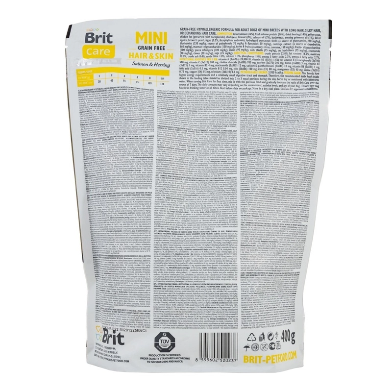 Brit Care MINI Grain-Free Hair & Skin Salmon & Herring сухий корм для собак беззерновий 400 г - з оселедцем та лососем (8595602520237)  - фото 3