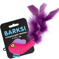 Barksi Рибка іграшка для котів 8х5 см - з дзвіночком та пір'ям, рожева (2007033059607) 