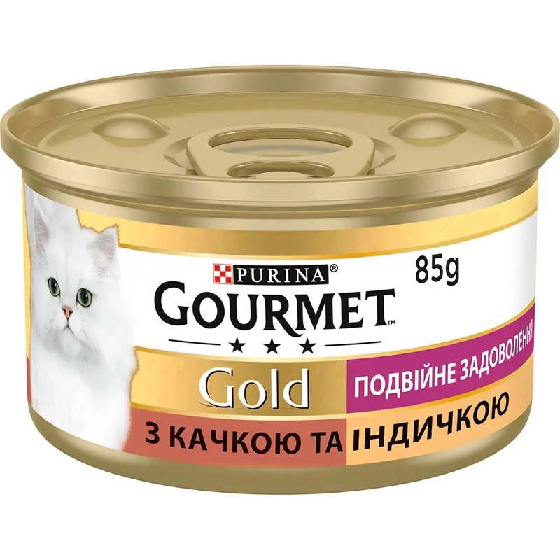 Gourmet Gold ВОЛОГИЙ КОРМ Преміум коти (з качкою та індичкою) 85 г 