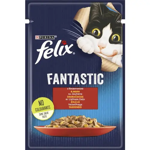 Felix Fantastic ВОЛОГИЙ КОРМ Економ коти (з яловичиною) 85 г
