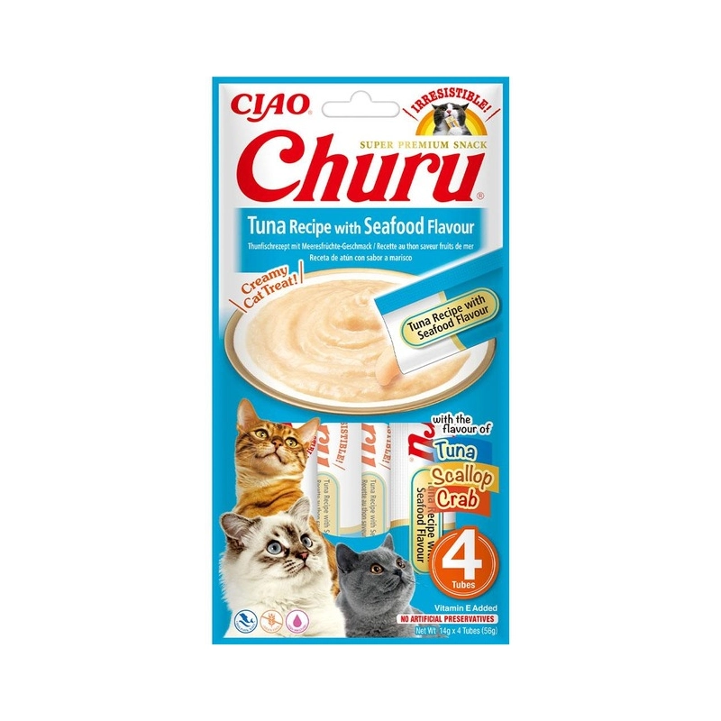 Inaba Ciao Churu ЛАСОЩІ Холістік коти (з тунцем та морепродуктами) 14 г 