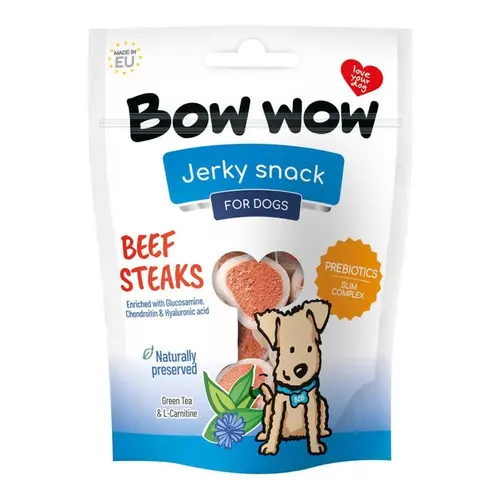 Bow wow Jerky Snack Beef Steaks ЛАСОЩІ Premium собаки (у вигляді стейків) 80 г