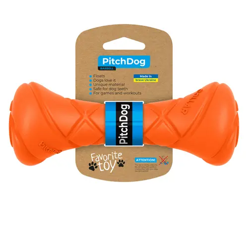 PitchDog ігрова гантель для собак 19х7 см - для апортировки, помаранчева (4823089334226)