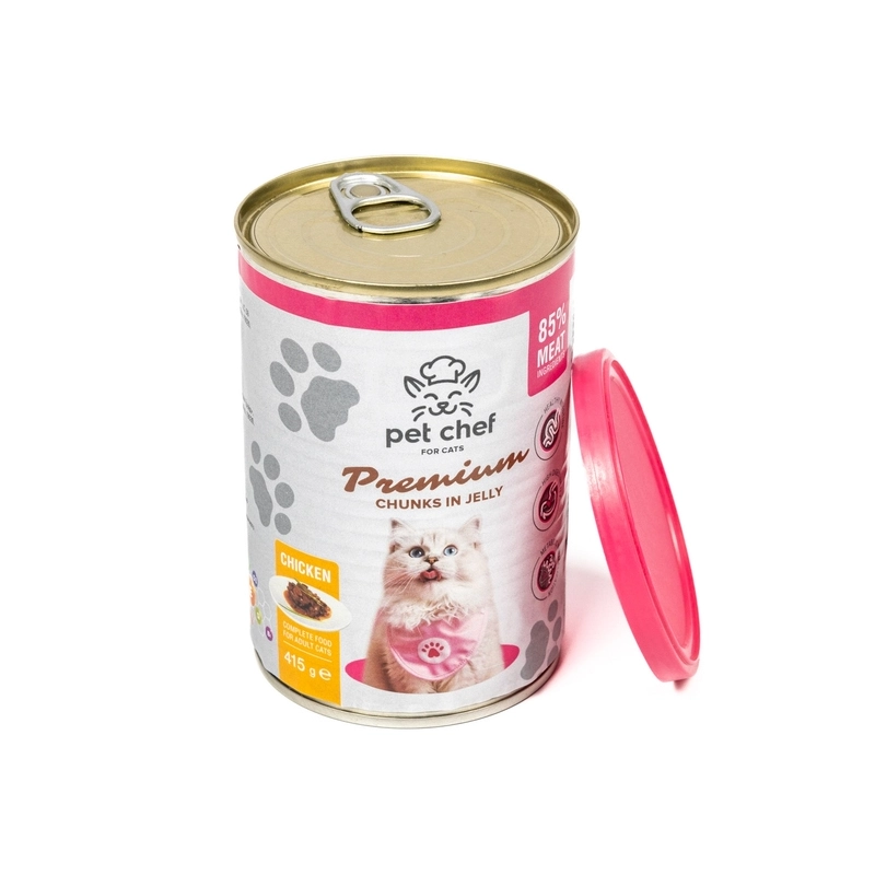 Pet Chef Chunks in Jeelly ВОЛОГИЙ КОРМ Premium коти (з куркою) 415 г  - фото 1