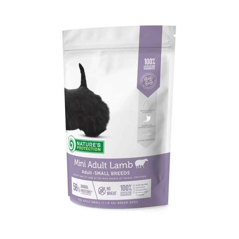 Natures Protection MINI ADULT LAMB SMALL BREEDS СУХИЙ КОРМ Premium собаки дрібних порід (з ягням) 500 г 
