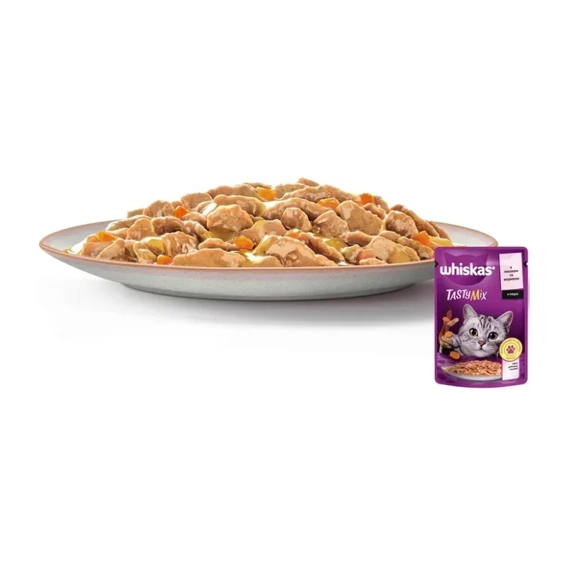 Whiskas TastyMix ВОЛОГИЙ КОРМ Преміум коти (з лососем та морквою) 85 г  - фото 1