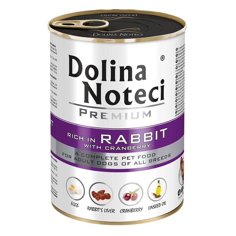 Dolina Noteci Premium ADULT All Breeds rich in Rabbit вологий корм для собак 400 г - з кроликом та журавлиною (5902921300793) 