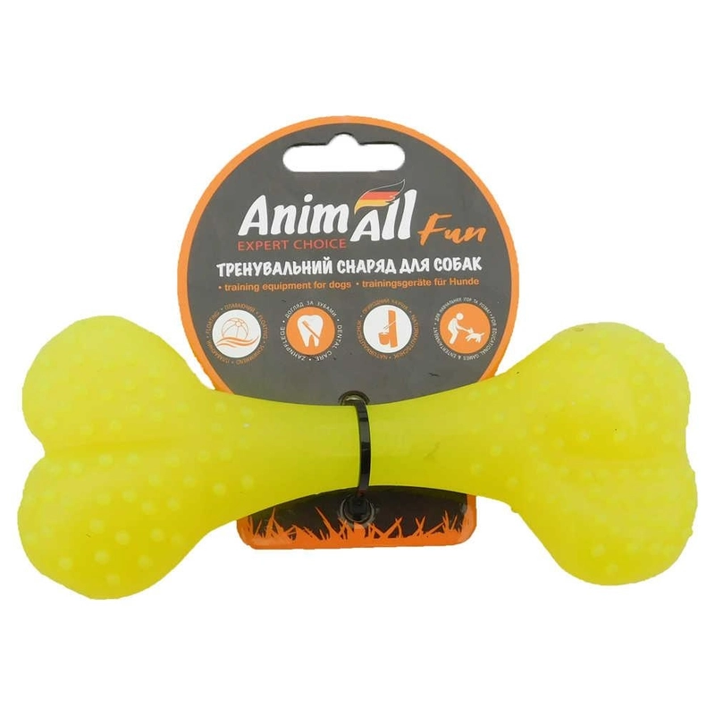 AnimAll Fun Кістка іграшка для собак 15 см - жовта (2000981167196) 