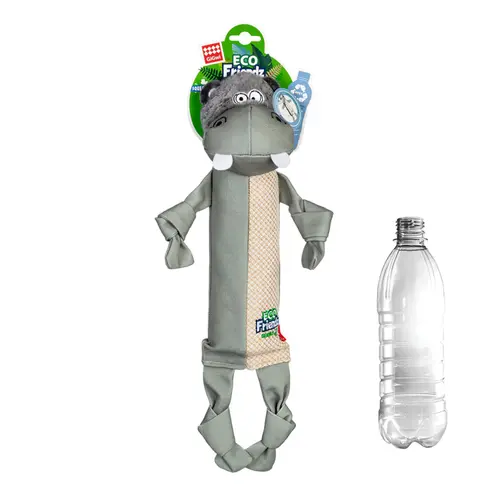 GiGwi ECO FRIENDZ Бегемот іграшка для собак 39 см - з пляшкою з пищалкою (4823089351643)