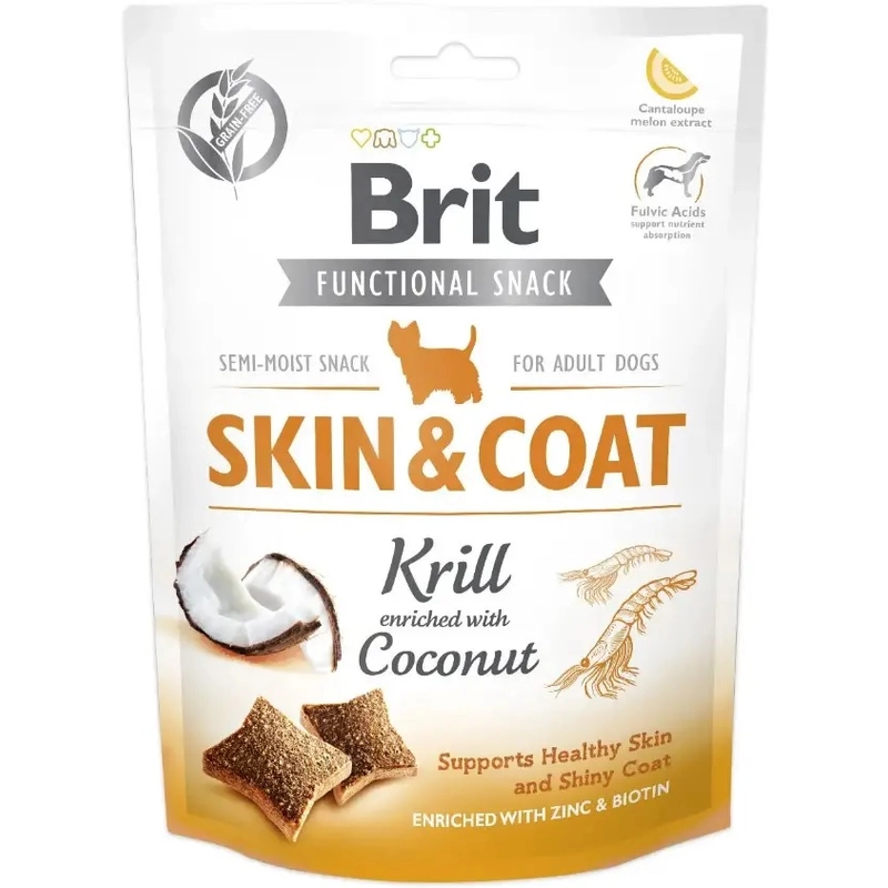 Brit Care Functional Snack Skin&Coat Krill ЛАСОЩІ Супер-преміум собаки (з крилем та кокосом) 150 г 