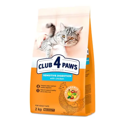 Club 4 Paws Premium сухой корм для кошек для чувствительного пищеварения 2 кг - с курицей (4820215368773)
