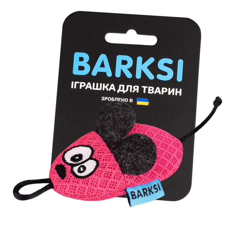 Barksi Мишка іграшка для котів 8х4 см - з дзвіночком, рожева (2007033059577) 