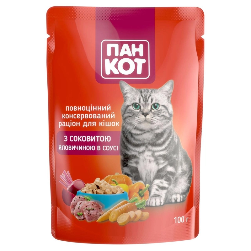 Пан Кот ВОЛОГИЙ КОРМ Економ коти (з яловичиною) 100 г 
