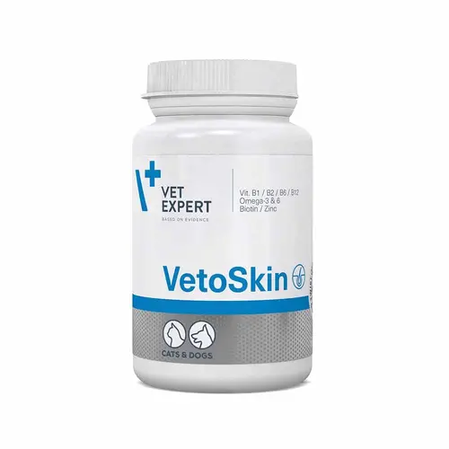 Vet Expert VetoSkin харчова добавка для котів і собак 1 таблетка - для підтримання здоров’я шкіри та якості шерсті (5902454200539)
