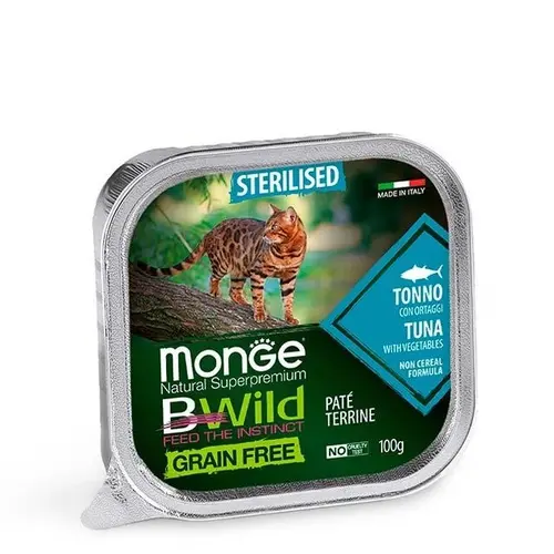 Monge Bwild GF Sterilised ВОЛОГИЙ КОРМ Супер-преміум коти (з тунцем та овочами) 100 г