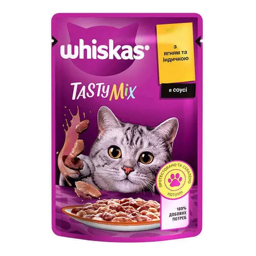 Whiskas TastyMix ВОЛОГИЙ КОРМ Преміум коти (з ягням та індичкою) 85 г
