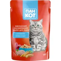 Пан Кот ВОЛОГИЙ КОРМ Економ коти (з ягням) 100 г 