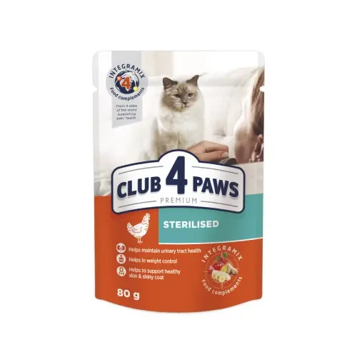 Club 4 Paws Premium Sterilised ВОЛОГИЙ КОРМ Premium кішки (з куркою в желе) 80 г
