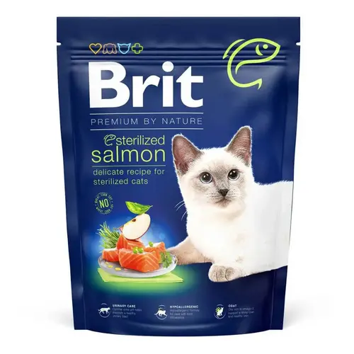 Brit Premium by Nature Sterilized СУХИЙ КОРМ Premium коти (з лососем) 300 г
