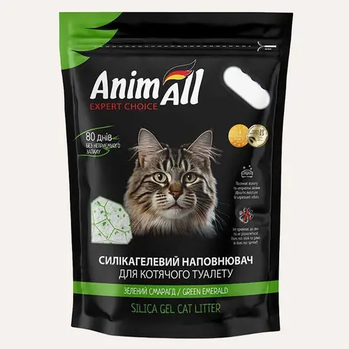 AnimAll Зелений смарагд наповнювач для котячого туалету 3.8 л - силікагелевий (4820224501789)
