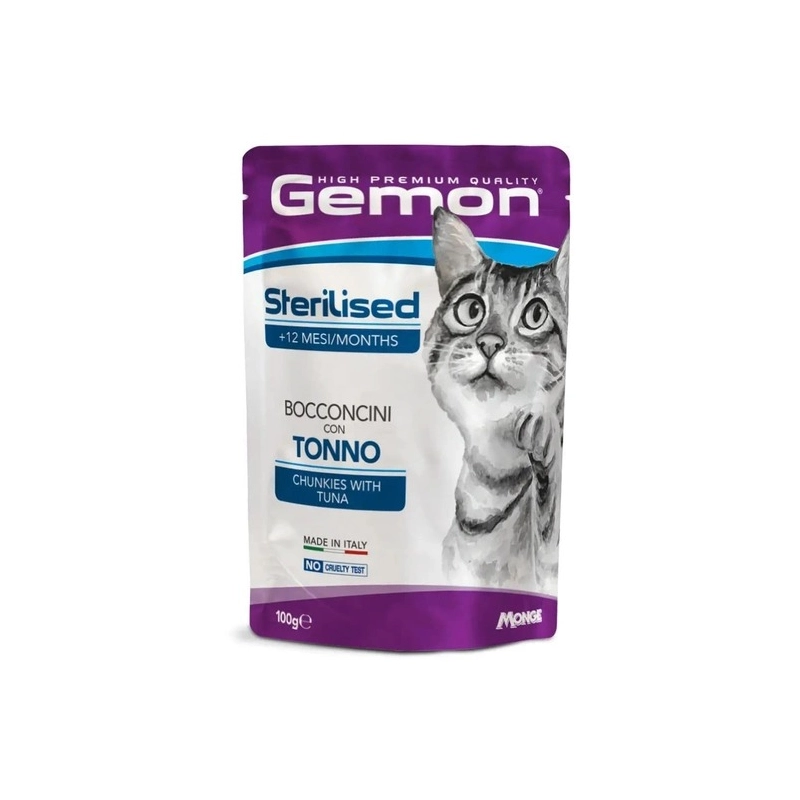 Gemon Sterilised Bocconcini ВОЛОГИЙ КОРМ Економ коти (з тунцем та рибою дорі) 100 г 