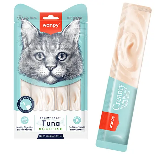 Wanpy Creamy Treat Tuna&Codfish ЛАСОЩІ Premium коти (з тунцем та тріскою) 14 г
