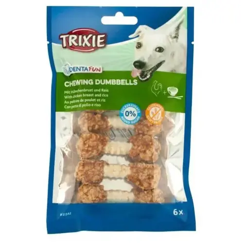 Trixie Denta Fun Chicken ЖУВАЛЬНІ ЛАСОЩІ Premium собаки (жувальна гантель) 100 г