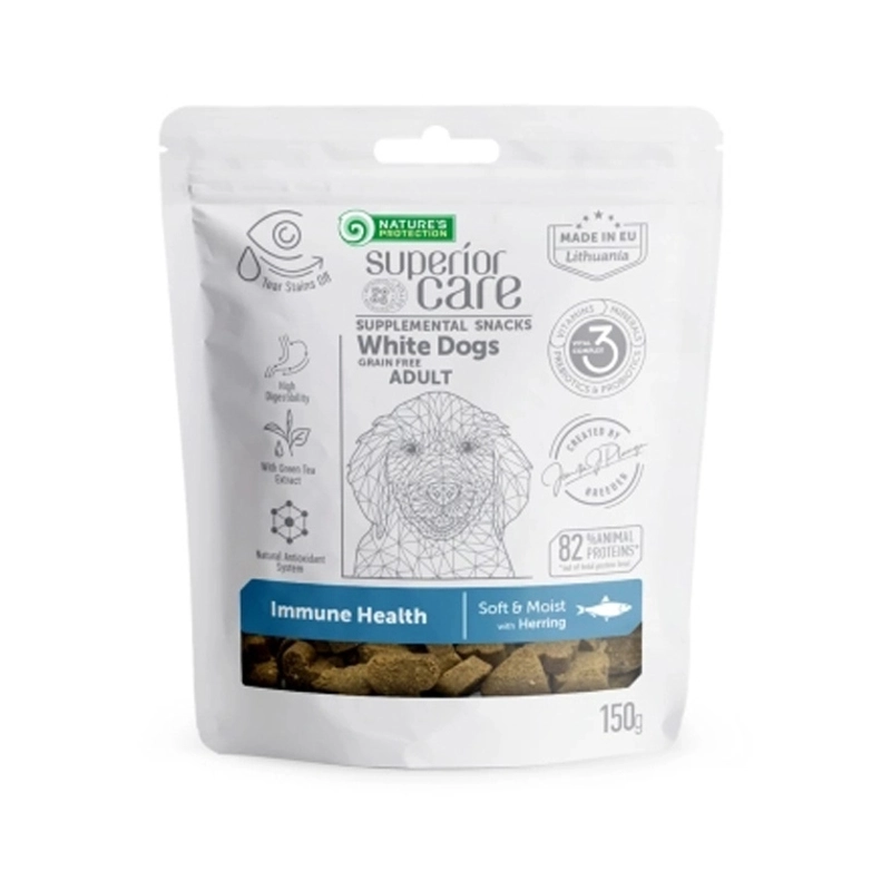 Natures Protection Superior Care White Dogs Grain Free Immune Health ADULT Herring ЛАСОЩІ Холістік собаки (з оселедцем) 150 г 