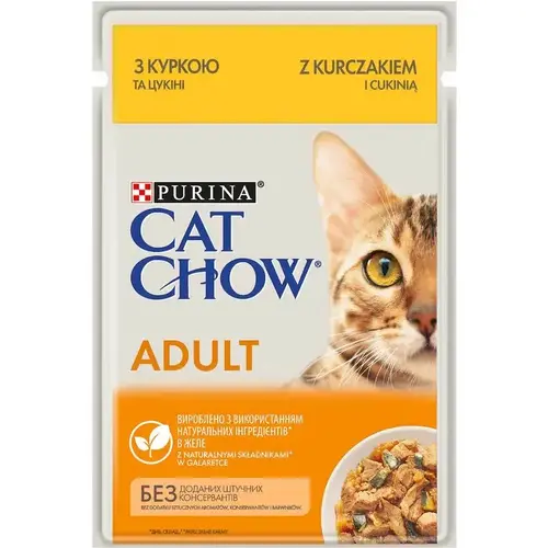 Cat Chow Adult ВОЛОГИЙ КОРМ Економ коти (з куркою та цукіні) 85 г