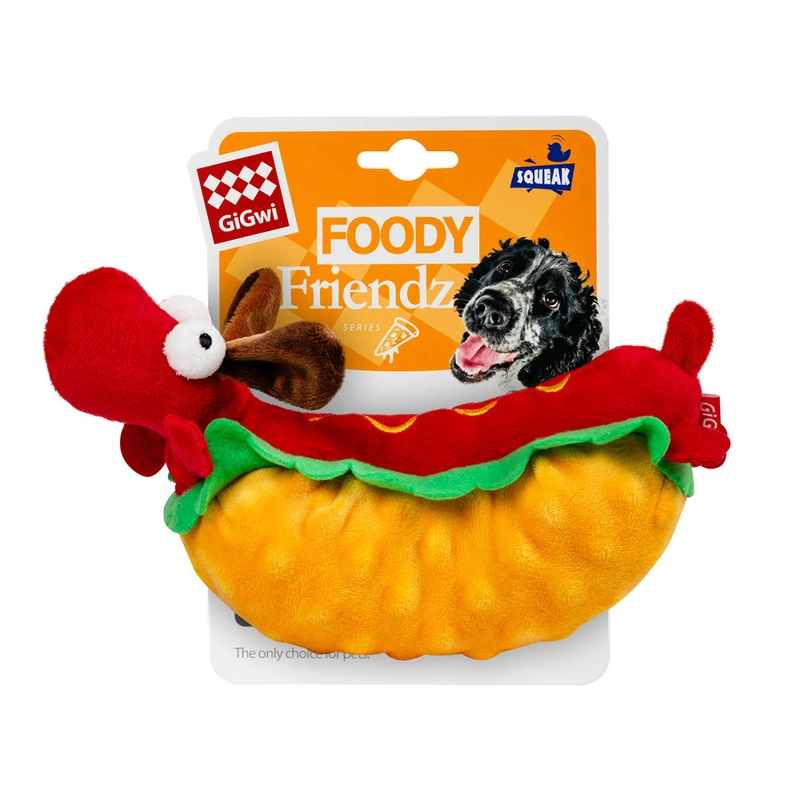 GiGwi Foody Friends Хот-Дог іграшка для собак 24 см - з пищалкою, плюшева (4823089370095) 