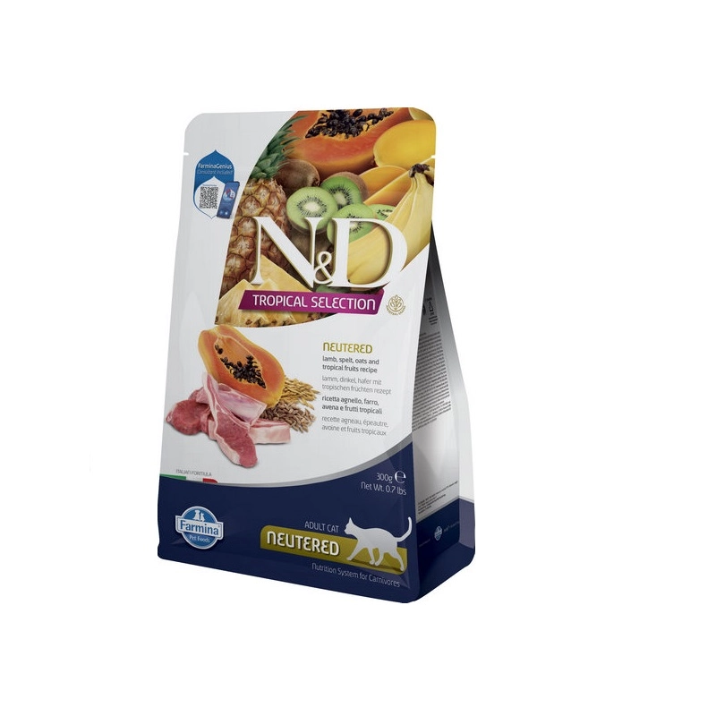Farmina N&D Tropical Selection Neutered сухой корм для стерилизованных кошек 300 г - с ягненком и тропическими фруктами (8010276042118) 