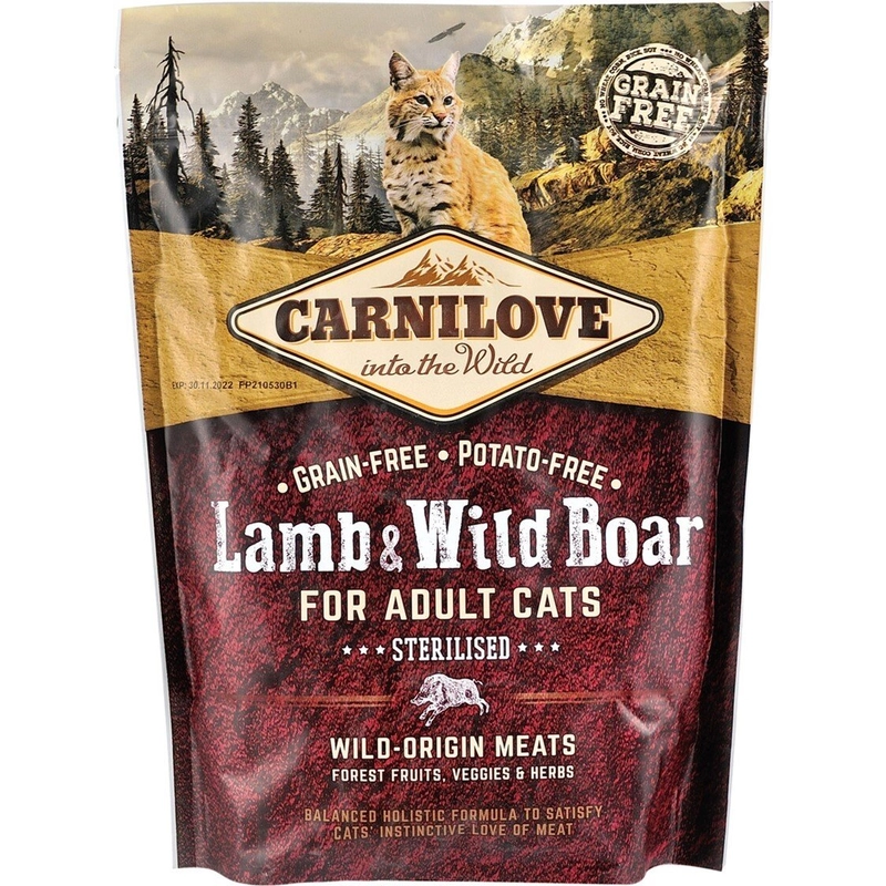 Carnilove Sterilised сухой корм для стерилизованных кошек 400 г - с ягненком и кабаном (8595602512324)  - фото 5