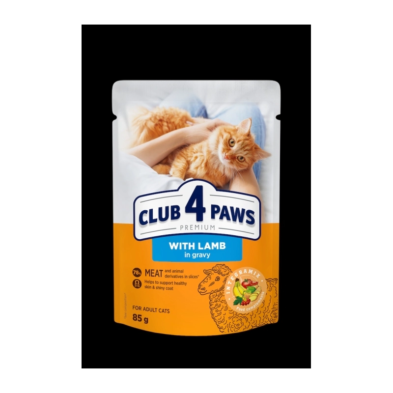 Club 4 Paws влажный корм для кошек 85 г - ягненок в соусе (4820269142558) 