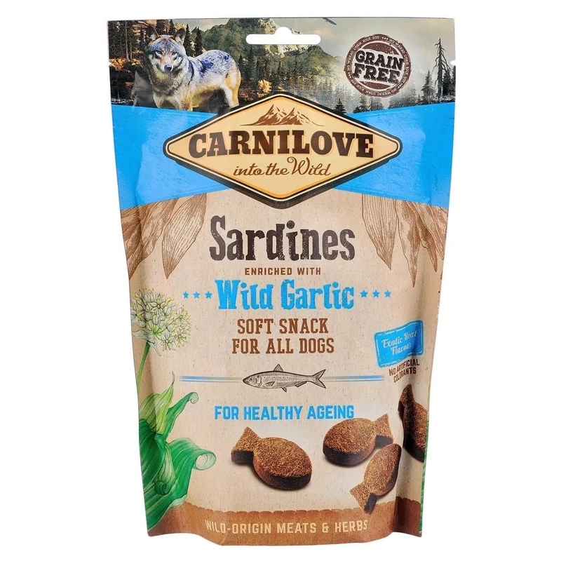 Carnilove Semi Moist с сардиной и диким чесноком лакомство для собак 200 г (8595602528899) 