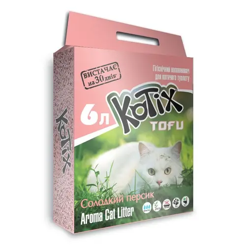 KOTIX TOFU Honey Peach наповнювач для котячого туалету 6 л - соєвий, з ароматом персику (6972345440046)