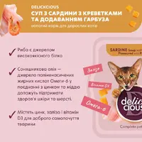 Delickcious Soup ЛАСОЩІ Premium коти (з сардиною креветкою та гарбузом) 80 г  - фото 1