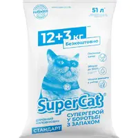 SuperCat синій наповнювач для котячого туалету 12 кг + 3 кг (4820152564399) 