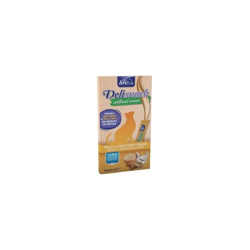 Lifecat Cream snack лакомство для кошек 15 г - с курицей, мидиями и киноа (8034105424234) 