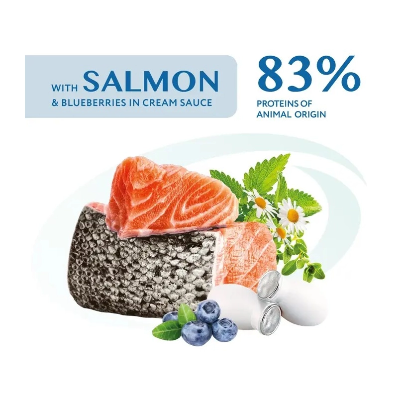 Optimeal Super Premium ADULT Salmon & Blueberries ВОЛОГИЙ КОРМ Супер-преміум собаки (з лососем та лохиною) 100 г  - фото 1