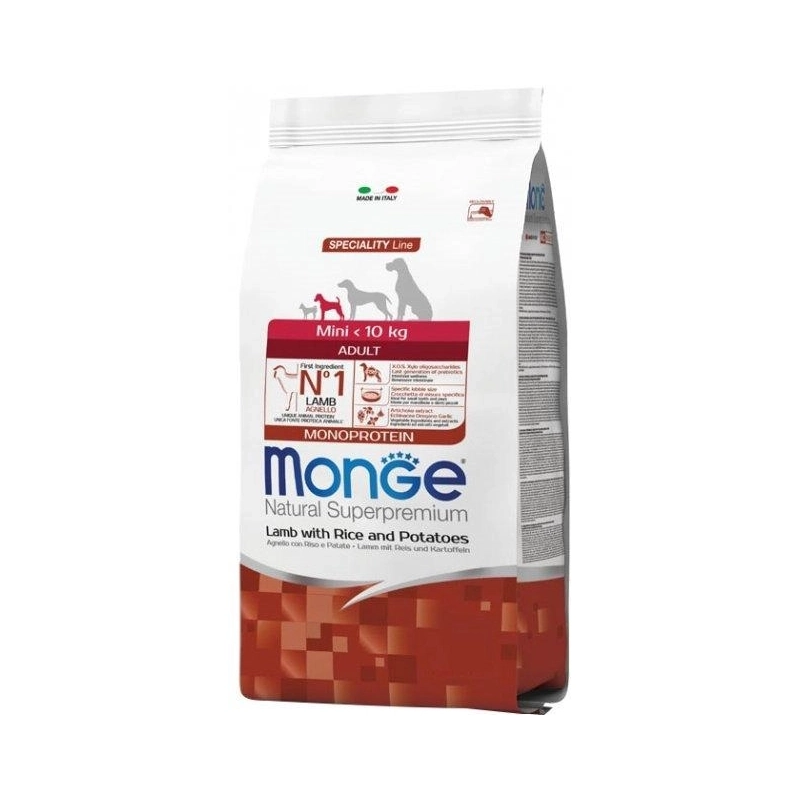 Monge MINI < 10 kg ADULT MonoProtein Lamb with Rice and Potato сухий корм для собак дрібних порід 800 г - з ягням, рисом та картоплею (8009470011532) 