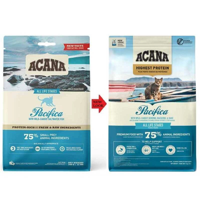 ACANA Pacifica 75% SMALL PREY сухой корм для кошек 1.8 кг - с селедкой, макрелью и камбалой (64992714642)  - фото 2