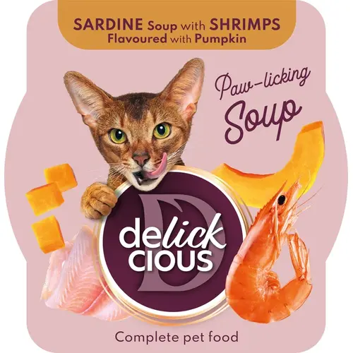 Delickcious Soup ЛАСОЩІ Premium коти (з сардиною креветкою та гарбузом) 80 г