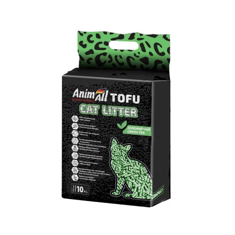 AnimAll Tofu наповнювач для котячого туалету 10 л - соєвий, з ароматом зеленого чаю (4820224500881) 