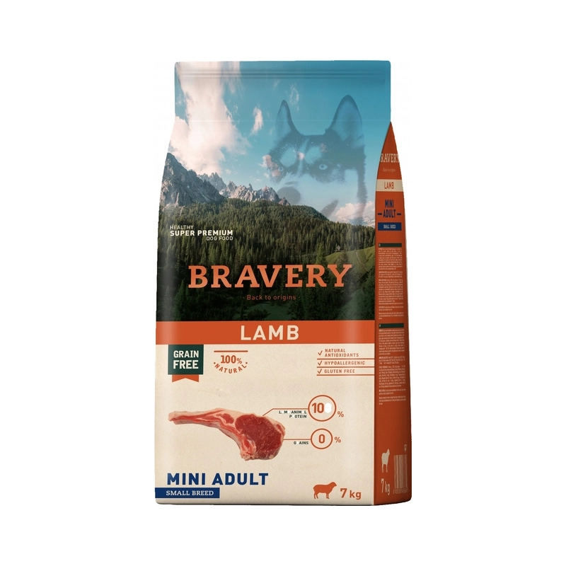 BRAVERY сухой корм для собак мелких пород 7 кг - с ягненком (8436538946664) 