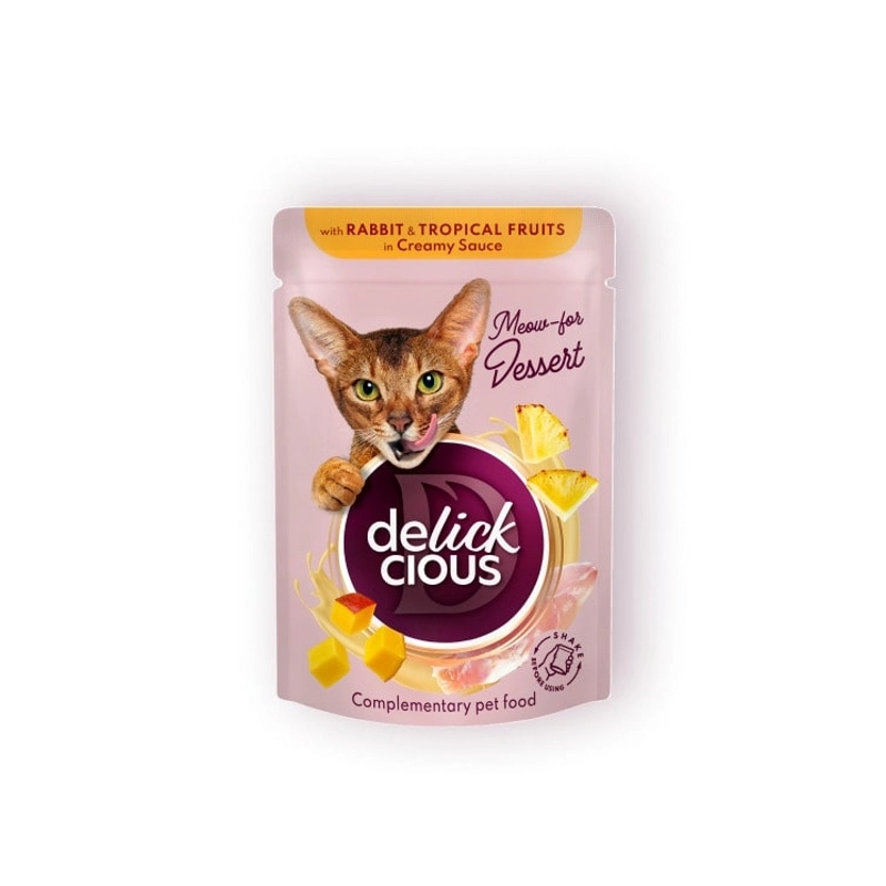 Delickcious Dessert ВОЛОГИЙ КОРМ Premium коти (з кроликом тропічними фруктами та овочами) 80 г 