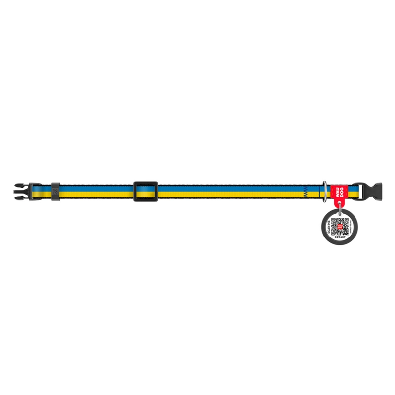 WAUDOG Nylon нашийник для собак XS - з QR паспортом, з малюнком Colors of freedom, нейлоновий (4823089360935)  - фото 1