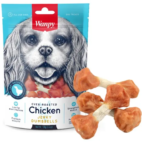 Wanpy Chicken Jerky Dumbbells ЛАСОЩІ Premium собаки (з в'яленою куркою) 100 г