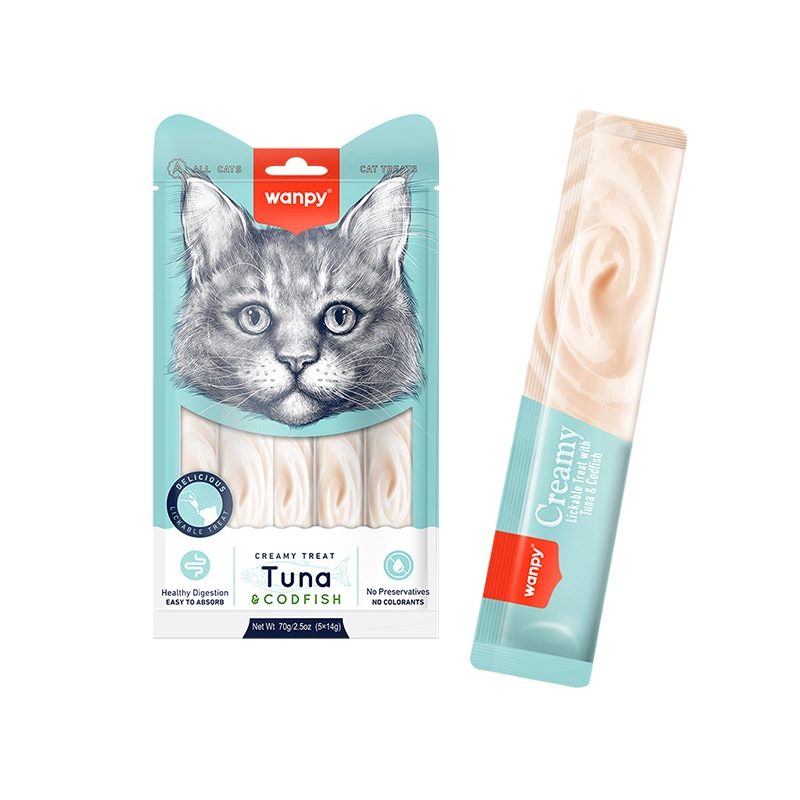 Wanpy Creamy Treat Tuna&Codfish ЛАСОЩІ Premium коти (з тунцем та тріскою) 14 г 